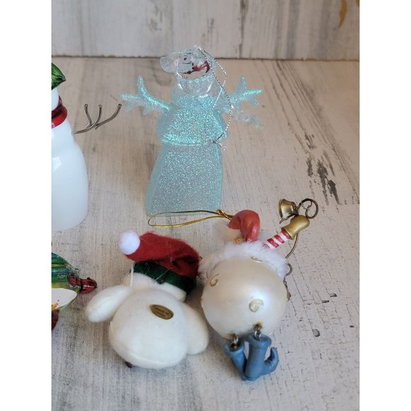 Snowmen variety lot glitter set snow ornament Xmas - Picture 12 of 12